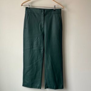 ANN TAYLOR Emerald Green Vegan Leather Straight Leg Trousers Women’s Size 6 GUC